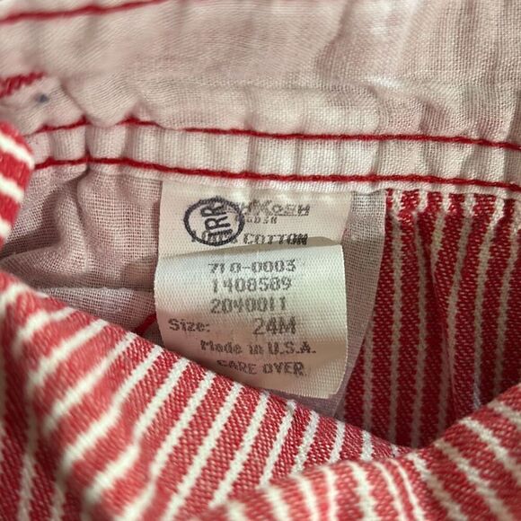 Oshkosh B’gosh Vintage Red and White pinstriped Bib Overalls 24 mo Unisex - Picture 6 of 8